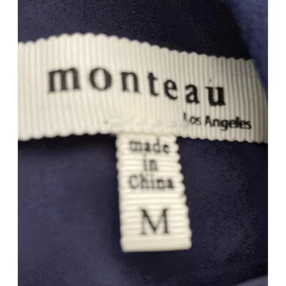 Monteau Los Angeles Sz M Blue White Stripe Casual/Lounge Jumpsuit Slit Wide Leg - Picture 5 of 10